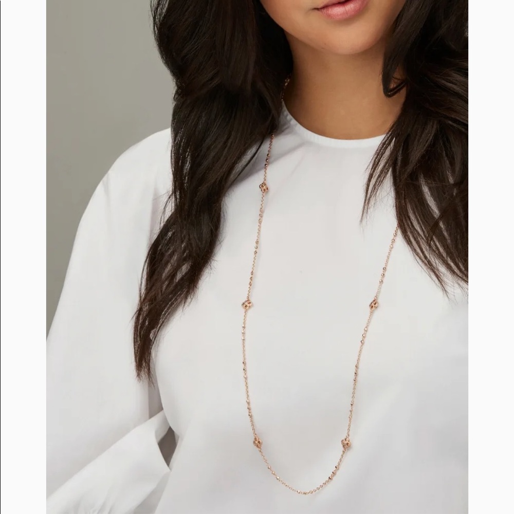 NWOT Kendra Scott Rue Long Strand Necklace in Rose Gold